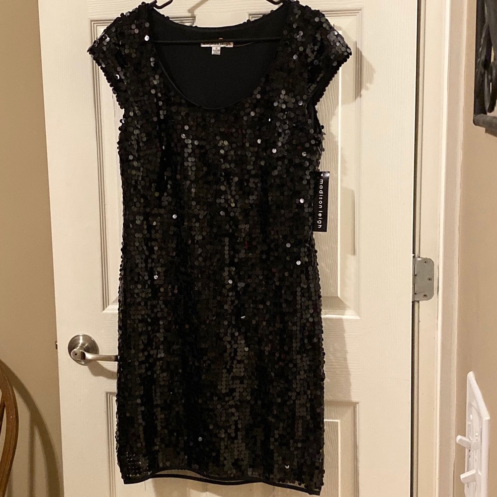 Madison Leigh Black Sequin Cocktail Party Dress